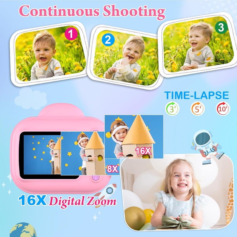 Trayoo Kids Digital Camera Instant Print, Portable Instant Camera for Girls, Ages 3-10 (Pink) - Image 5